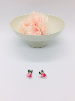 Boucles d'oreilles argent 925 petite pomme rose - La Bouclette