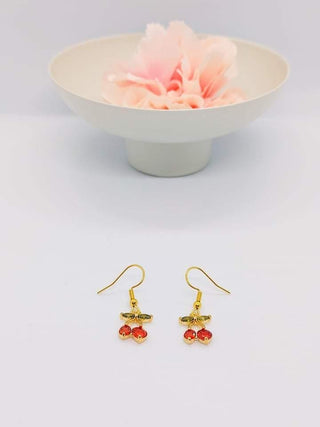 Boucles d'oreilles cerise en pierre en oxyde de zirconium - La Bouclette