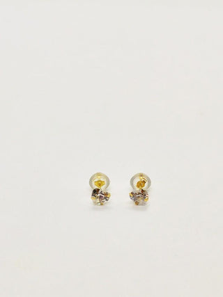 Boucles d'oreilles OR 14 CARATS et diamand coeur en zirconium - La Bouclette