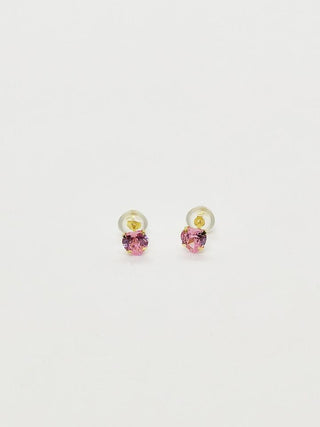 Boucles d'oreilles OR 14 CARATS et diamand coeur rose en zirconium - La Bouclette