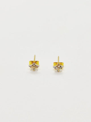 Boucles d'oreilles OR 14 CARATS et diamand en étoile zirconium - La Bouclette