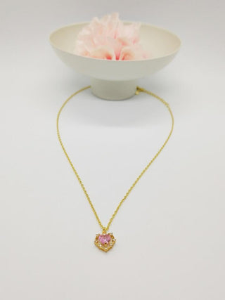 Collier en argent 925 coeur rose - La Bouclette