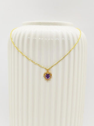 Collier en argent 925 coeur violet - La Bouclette